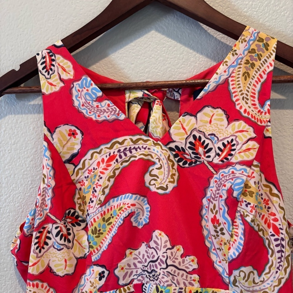 NWT Tahari ASL Printed Floral Tie Back Midi Dress In Grenadine Paisley, size 6P - Picture 7 of 12